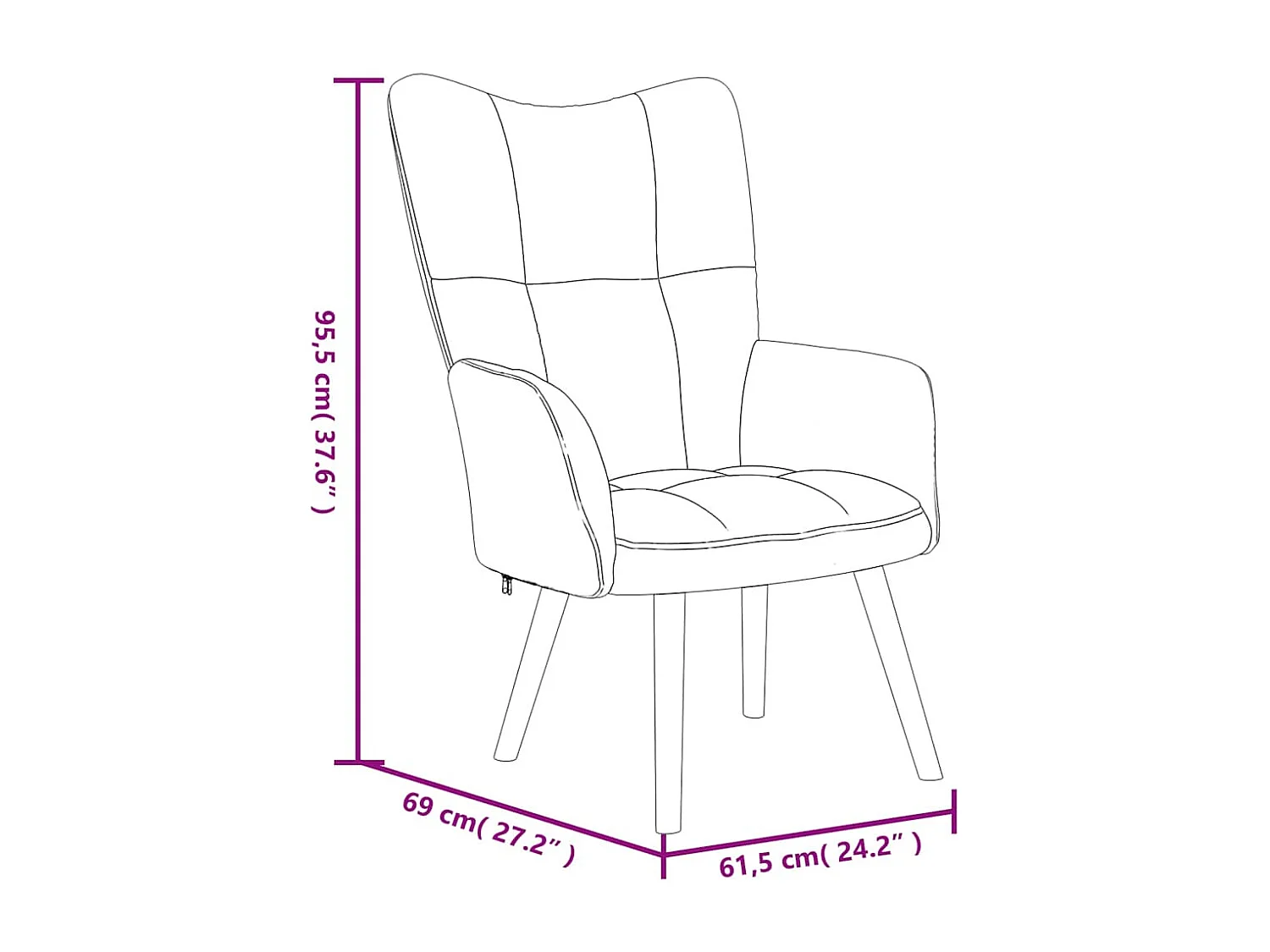 Chaise de relaxation avec repose-pied Noir Velours
