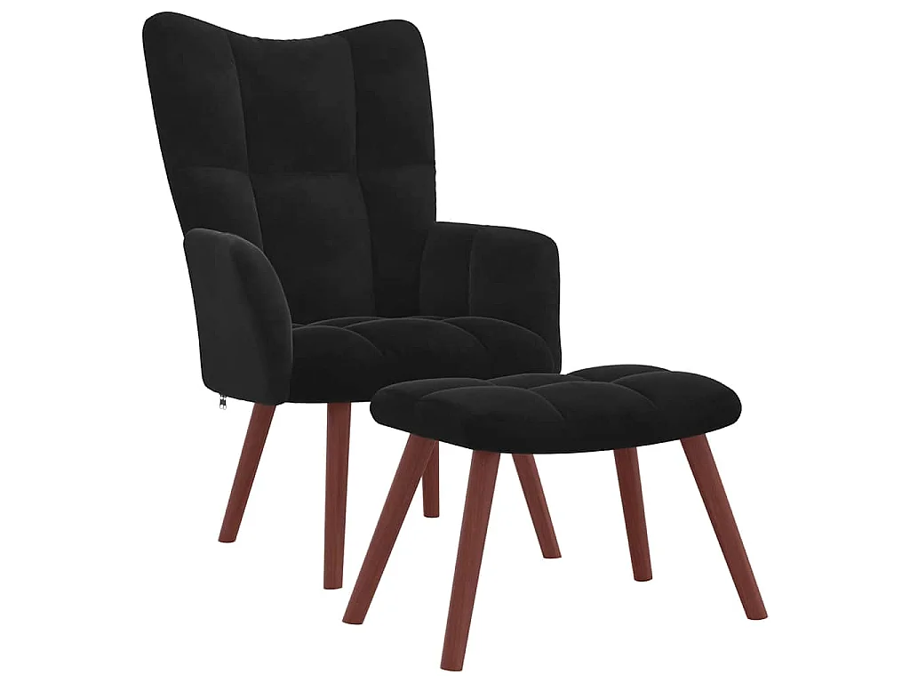 Relaxsessel mit Hocker Schwarz Samt