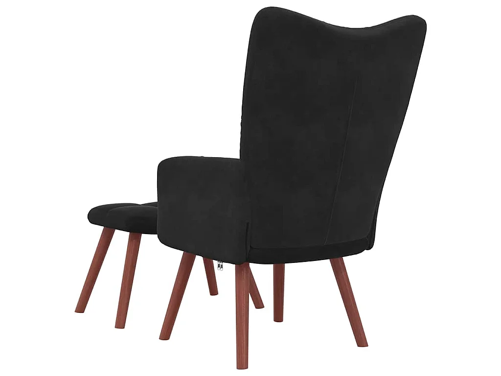 Chaise de relaxation avec repose-pied Noir Velours