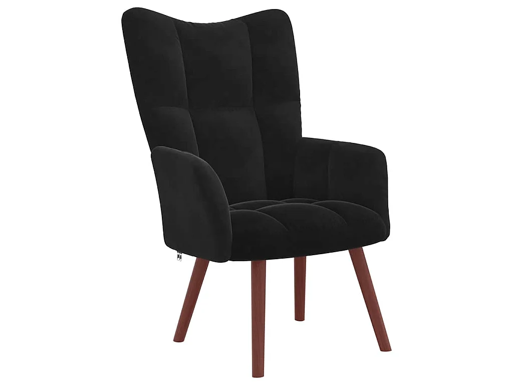 Chaise de relaxation avec repose-pied Noir Velours