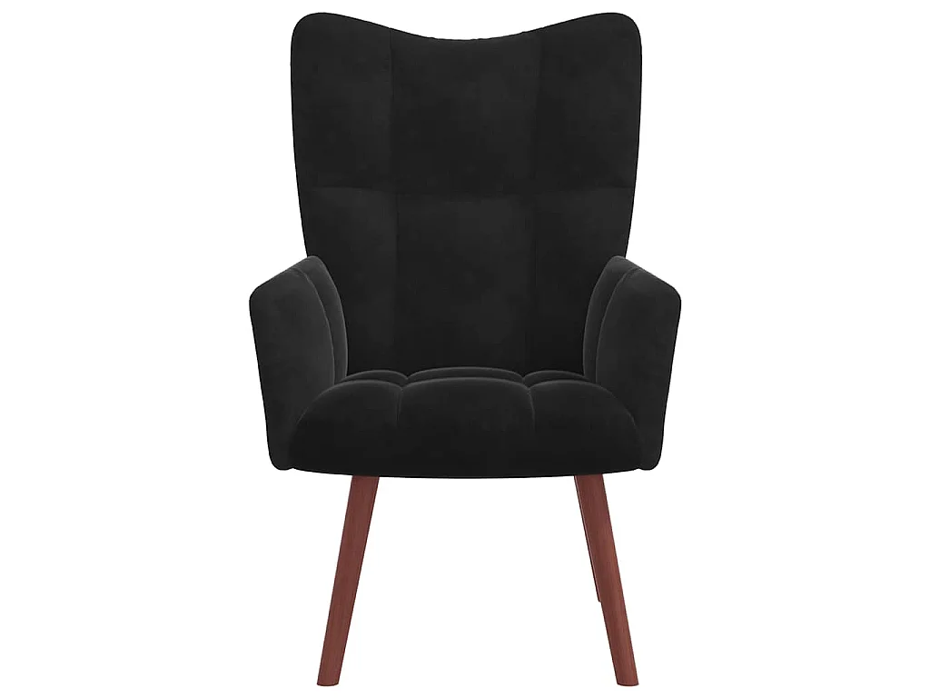 Chaise de relaxation avec repose-pied Noir Velours