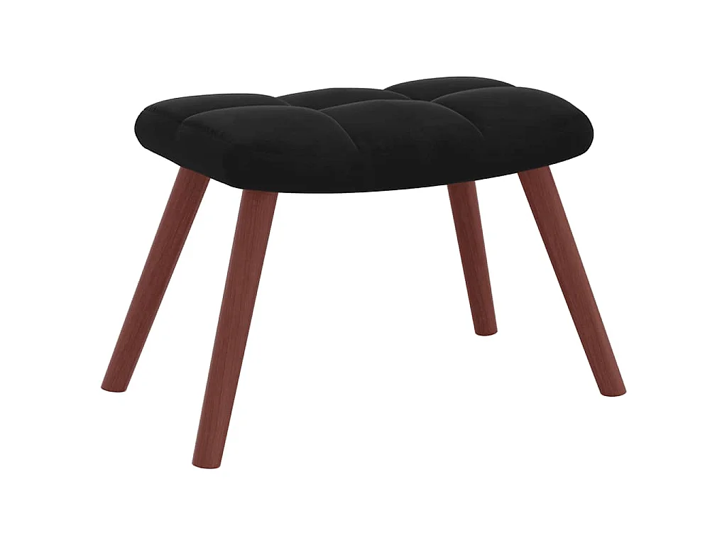 Chaise de relaxation avec repose-pied Noir Velours