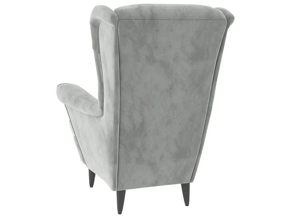 Ohrensessel mit Hocker Hellgrau Samt