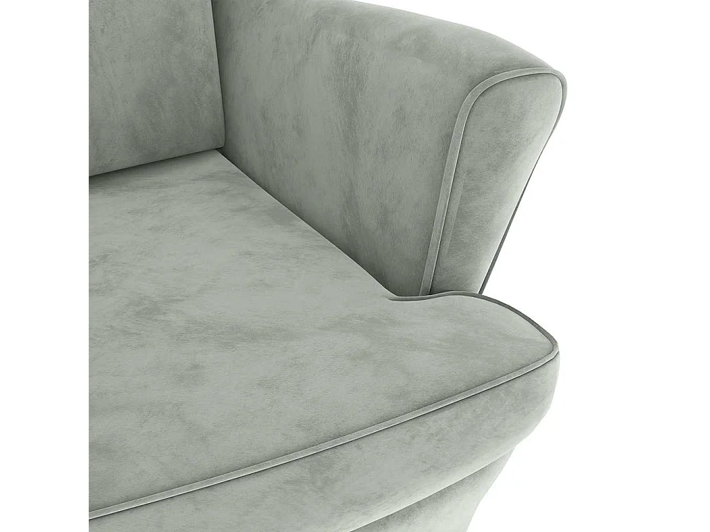 Fauteuil à oreilles avec tabouret gris clair velours
