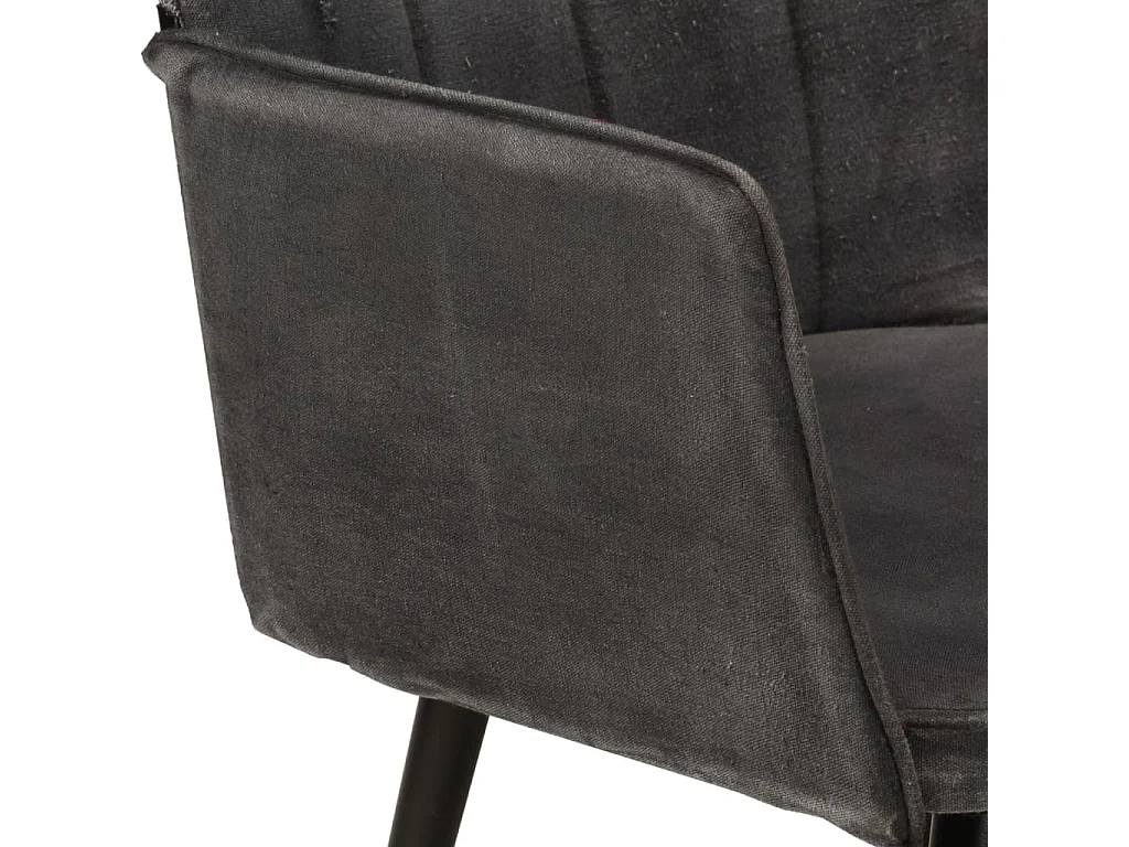 Poltrona com apoio de pés lona vintage preto