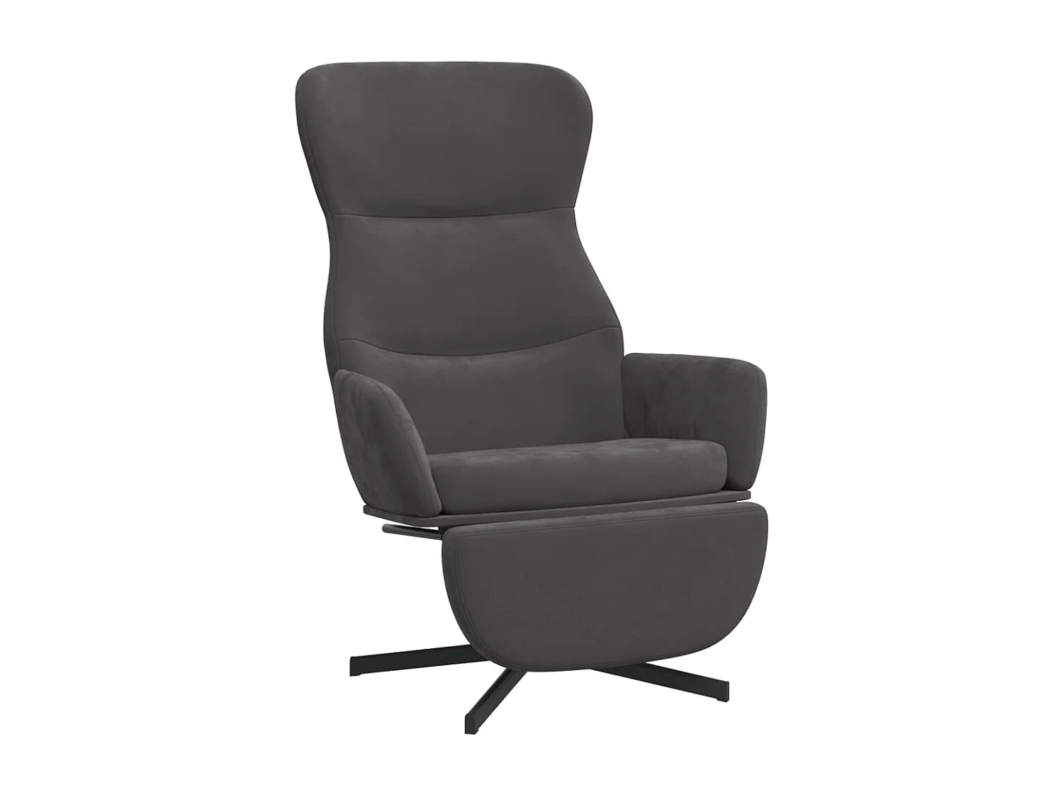 Chaise de relaxation avec repose-pied Gris foncé Velours