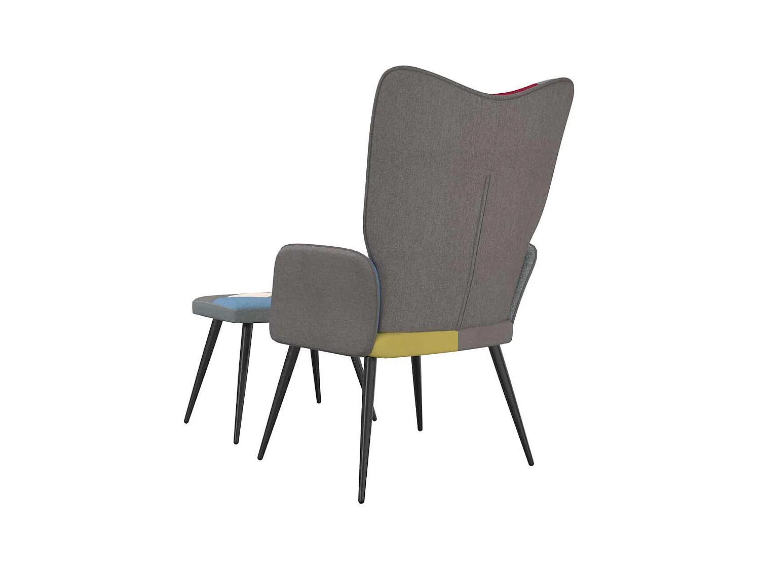 Chaise de relaxation avec tabouret Patchwork Tissu