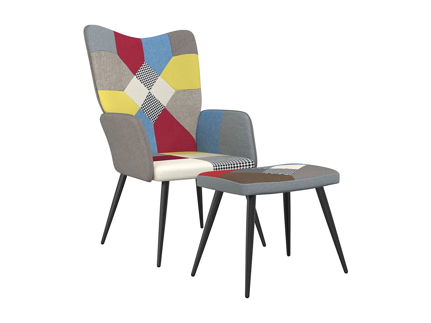 Silla de relax con taburete tela patchwork