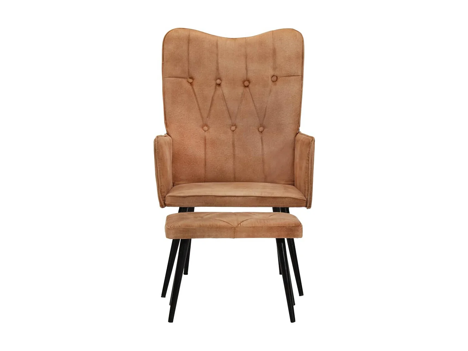 Fauteuil met voetensteun canvas bruin