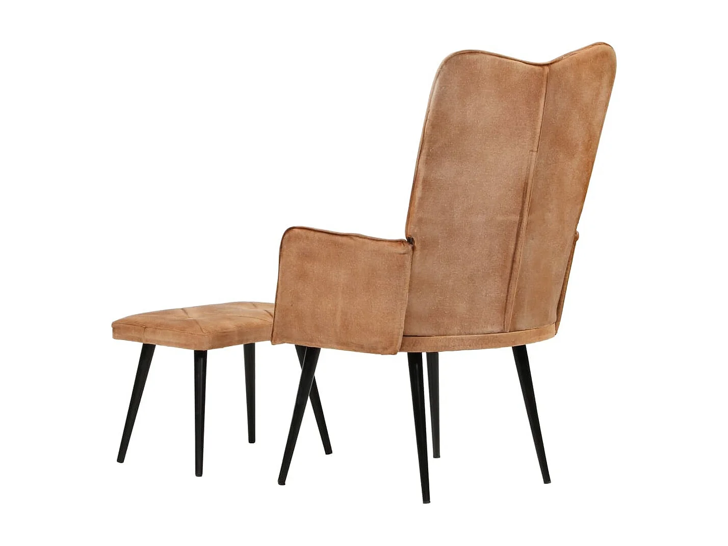 Fauteuil met voetensteun canvas bruin