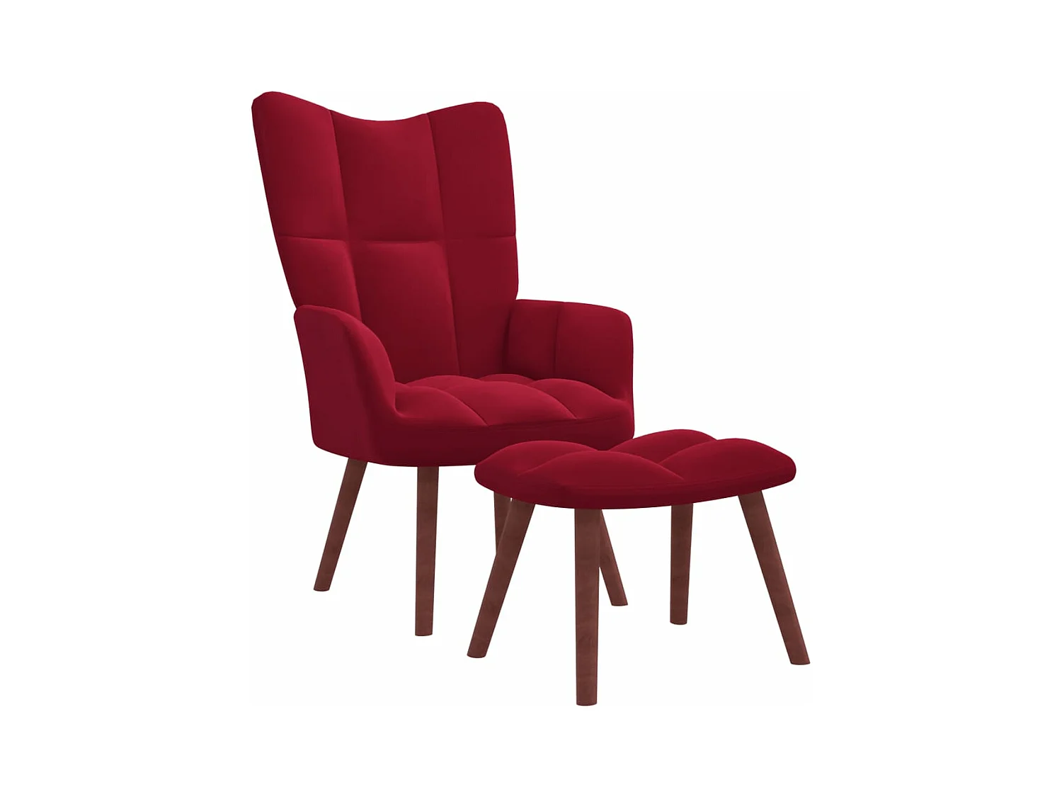 Relaxsessel mit Hocker Weinrot Samt