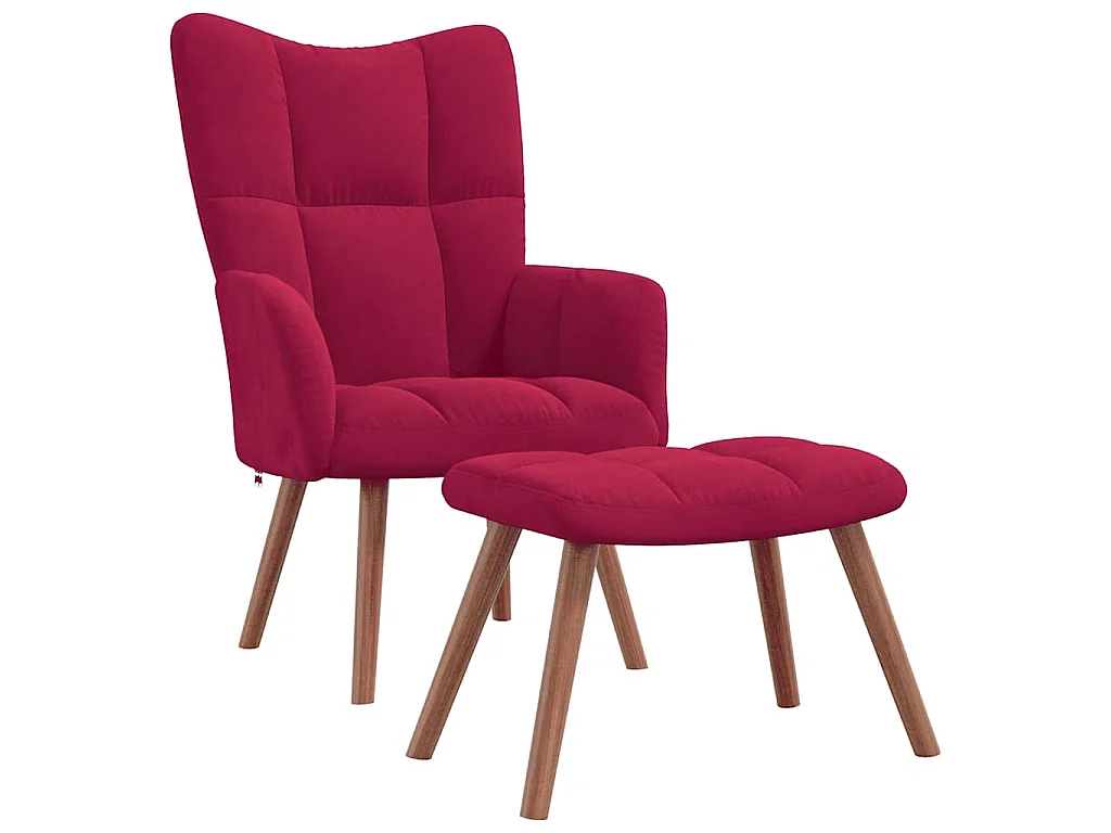Chaise de relaxation avec repose-pied Rouge bordeaux Velours