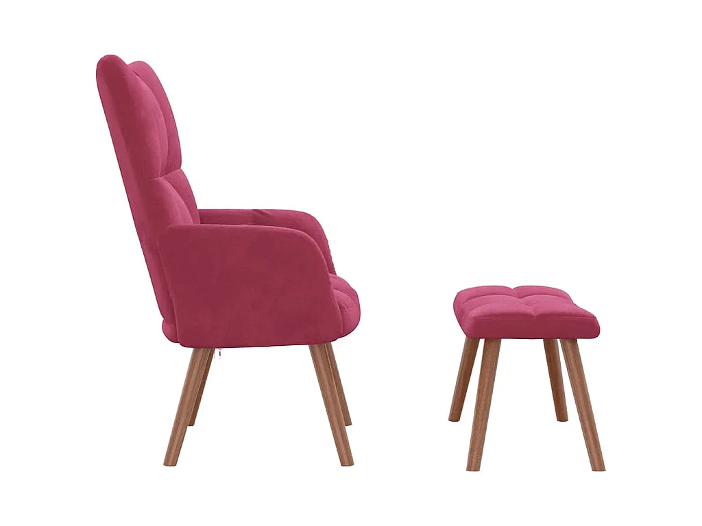 Chaise de relaxation avec repose-pied Rouge bordeaux Velours