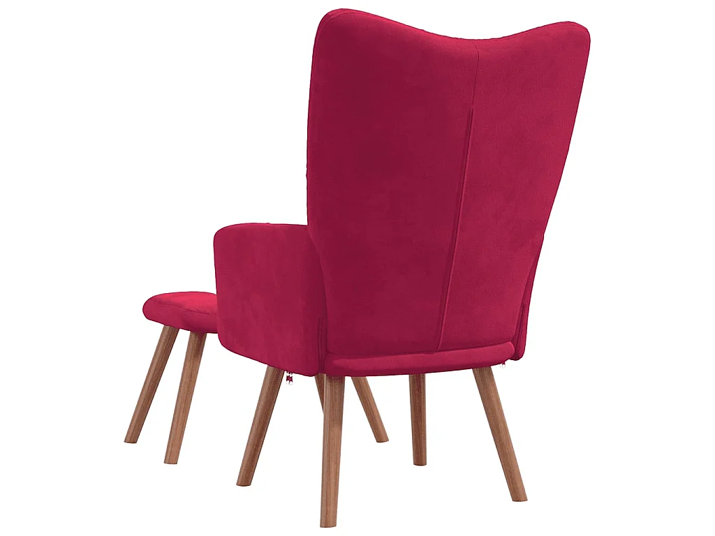 Chaise de relaxation avec repose-pied Rouge bordeaux Velours