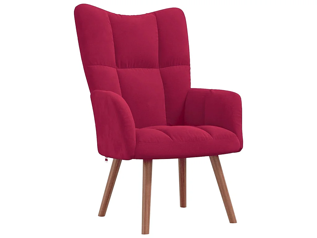Chaise de relaxation avec repose-pied Rouge bordeaux Velours