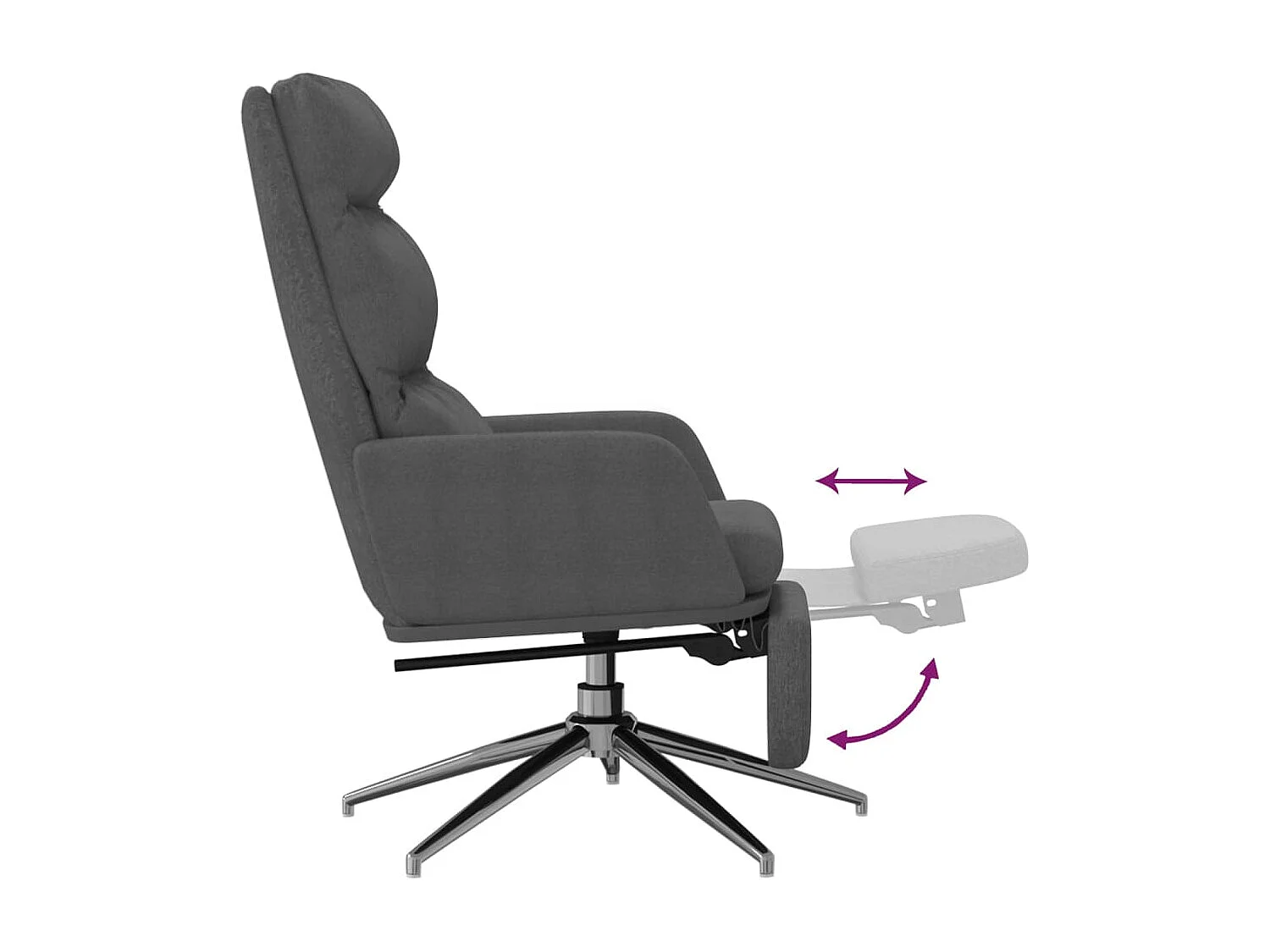 Relaxstoel met voetensteun stof donkergrijs