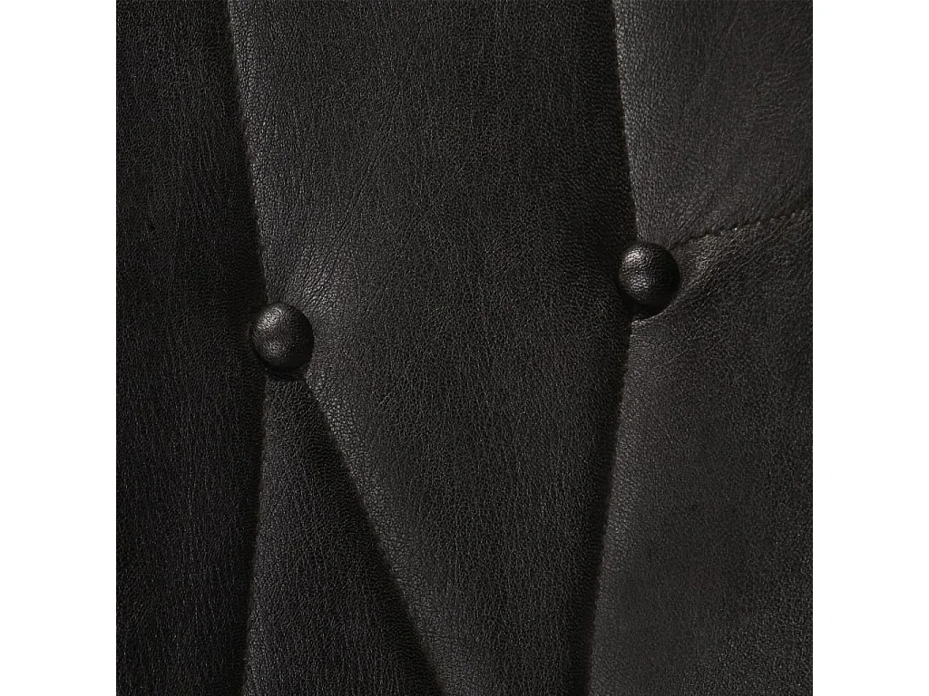 Chaise à oreilles avec repose-pied Noir Cuir véritable