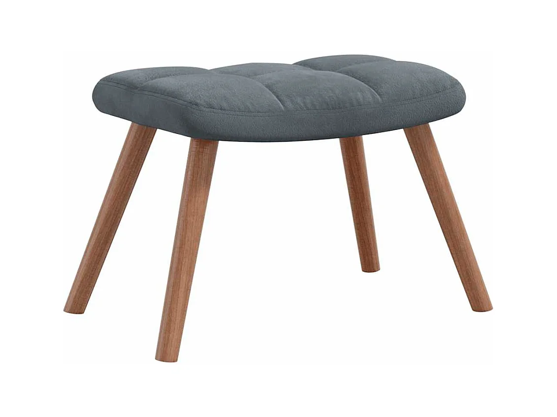 Cadeira de descanso com banco veludo cinzento-escuro