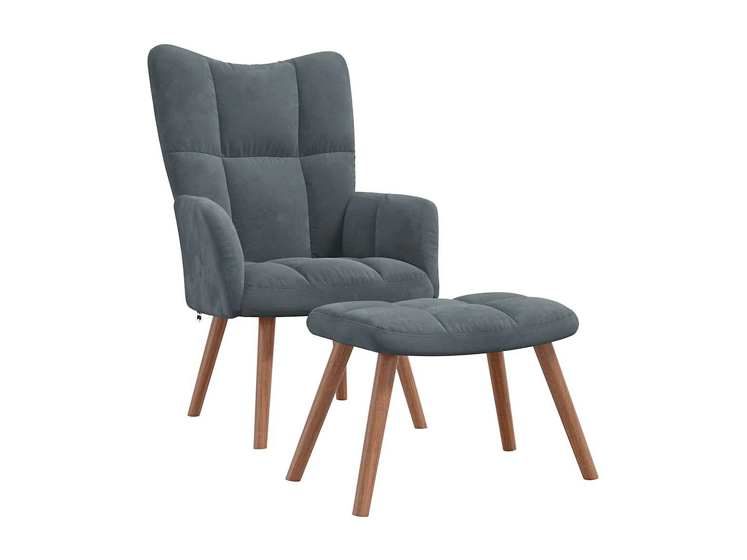 Chaise de relaxation avec repose-pied Gris foncé Velours