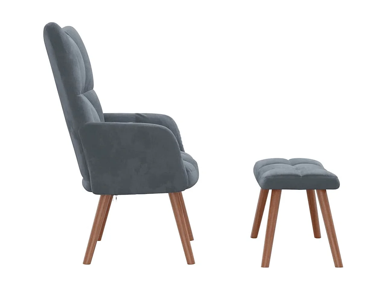 Chaise de relaxation avec repose-pied Gris foncé Velours