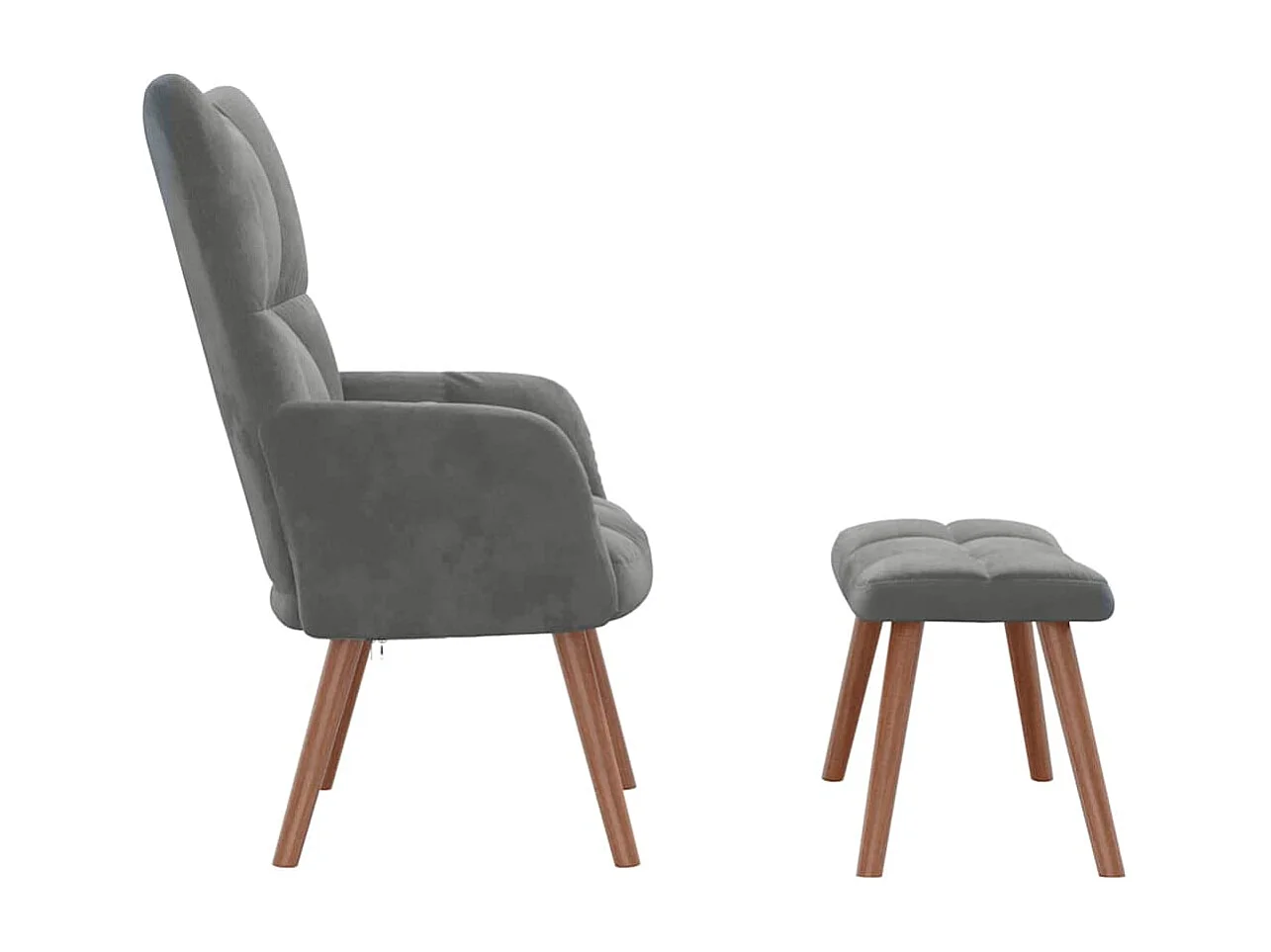 Cadeira de descanso com banco veludo cinzento-escuro