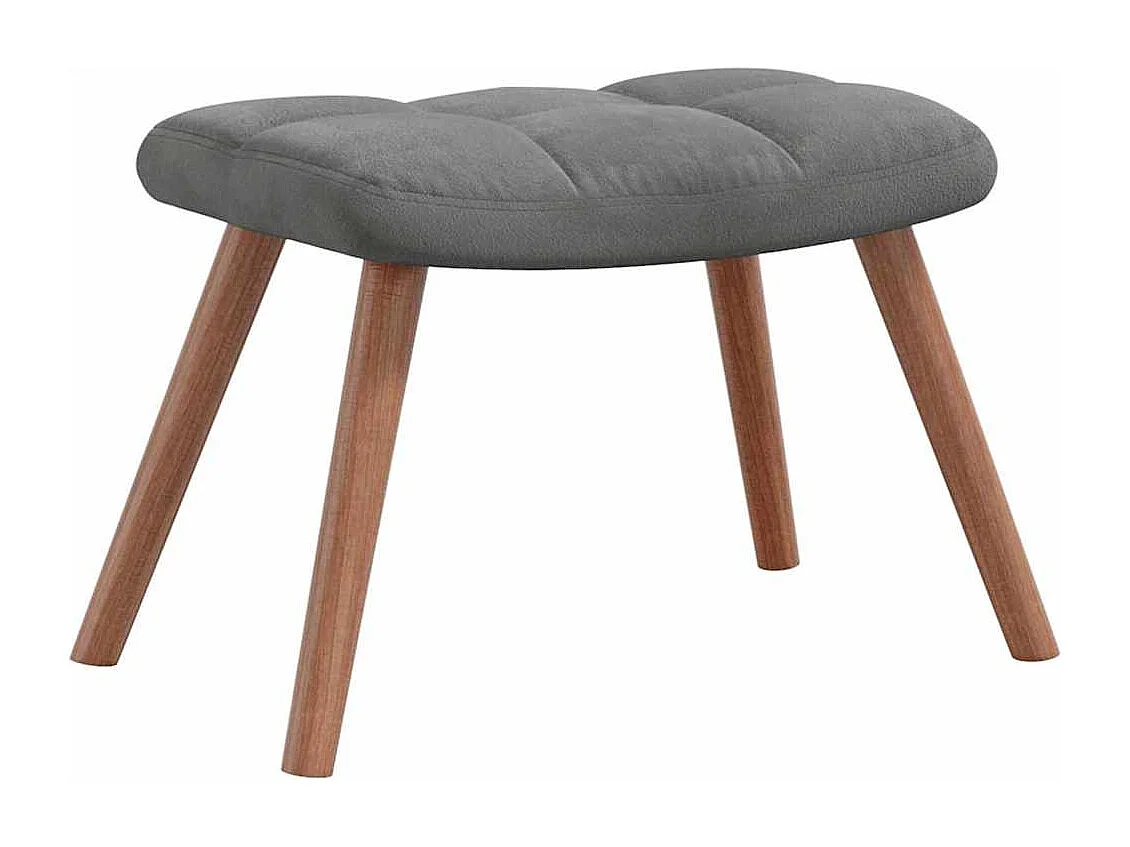 Cadeira de descanso com banco veludo cinzento-escuro