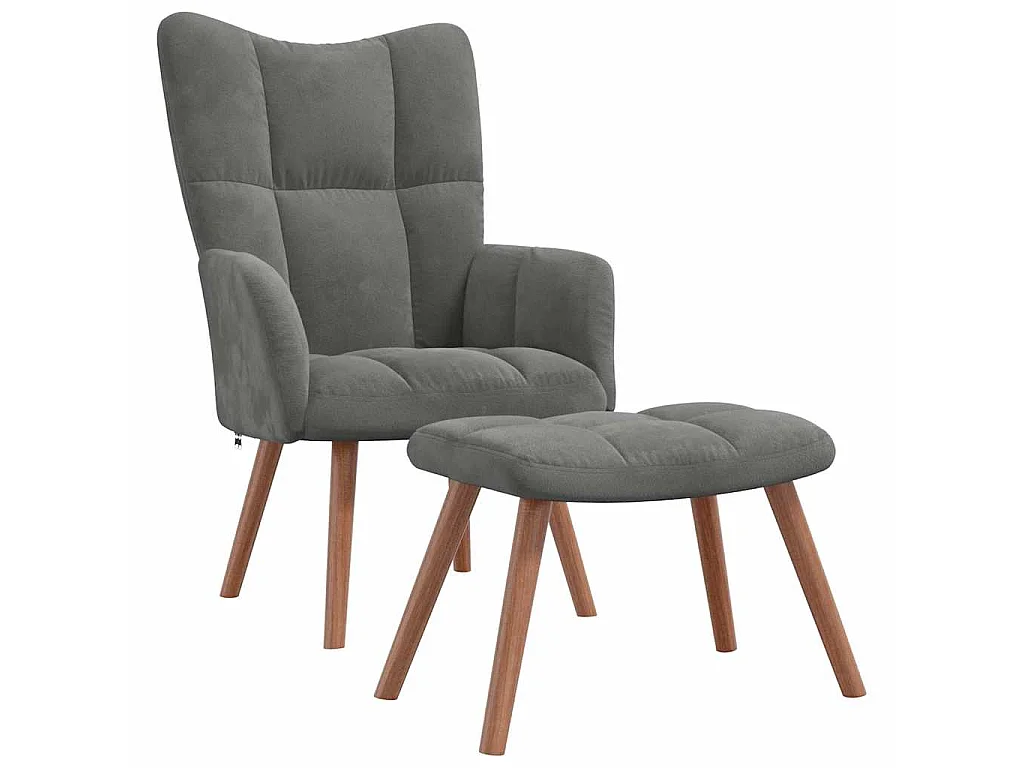 Relaxstoel met voetenbank fluweel donkergrijs