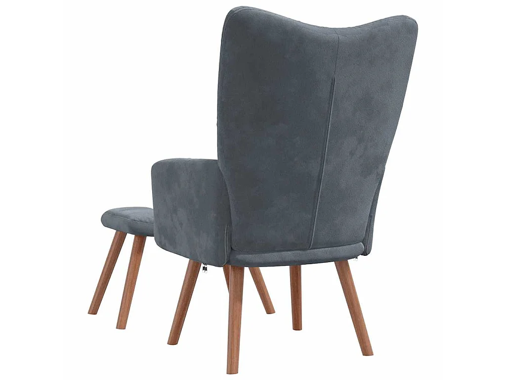 Relaxstoel met voetenbank fluweel donkergrijs