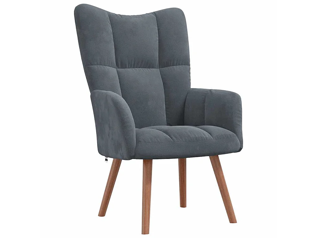 Relaxstoel met voetenbank fluweel donkergrijs