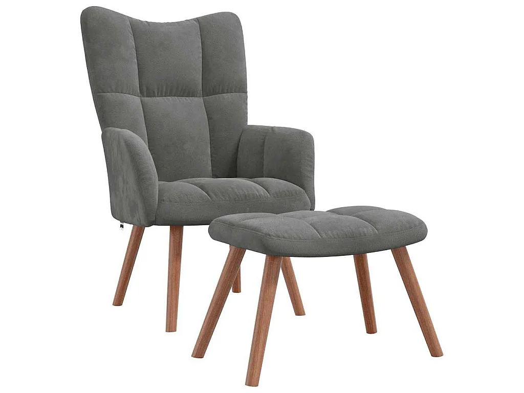 Chaise de relaxation avec repose-pied Gris foncé Velours