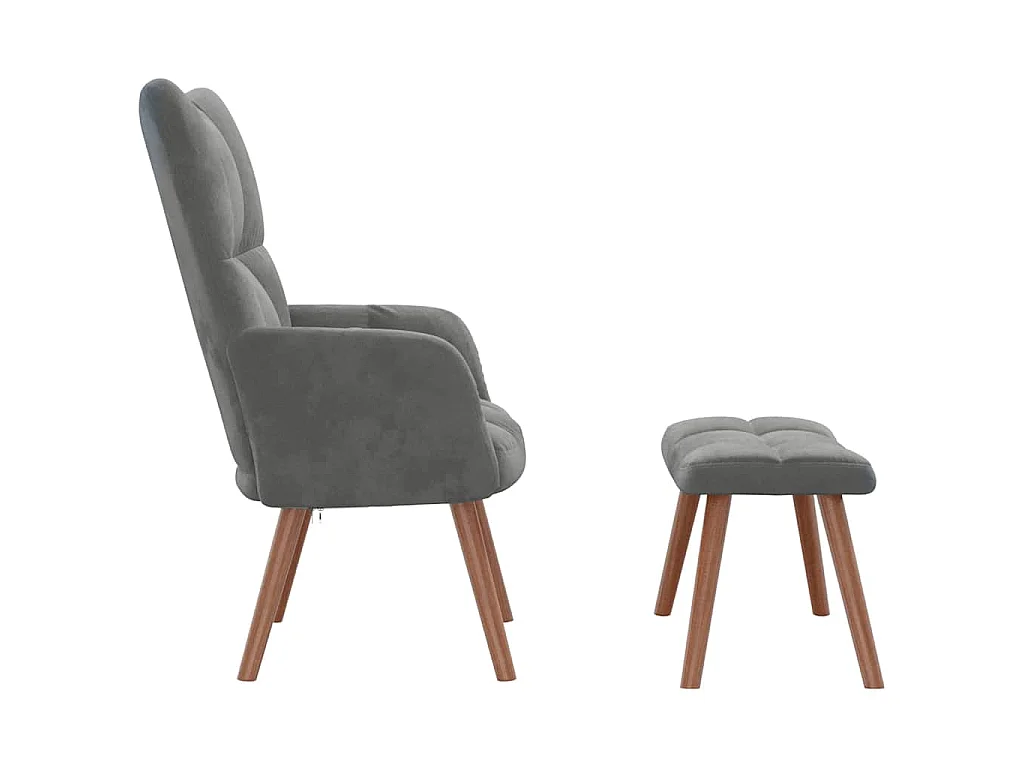Chaise de relaxation avec repose-pied Gris foncé Velours