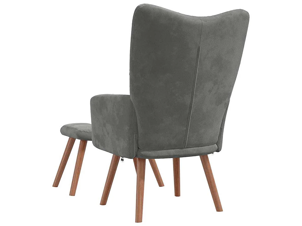 Chaise de relaxation avec repose-pied Gris foncé Velours