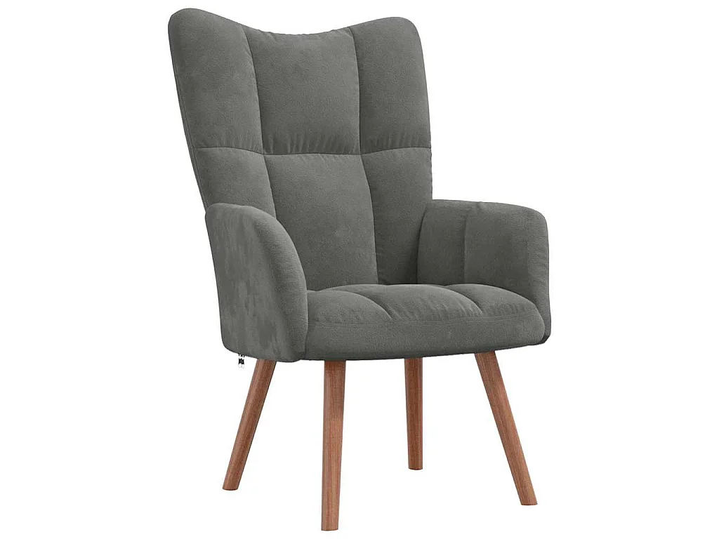 Chaise de relaxation avec repose-pied Gris foncé Velours