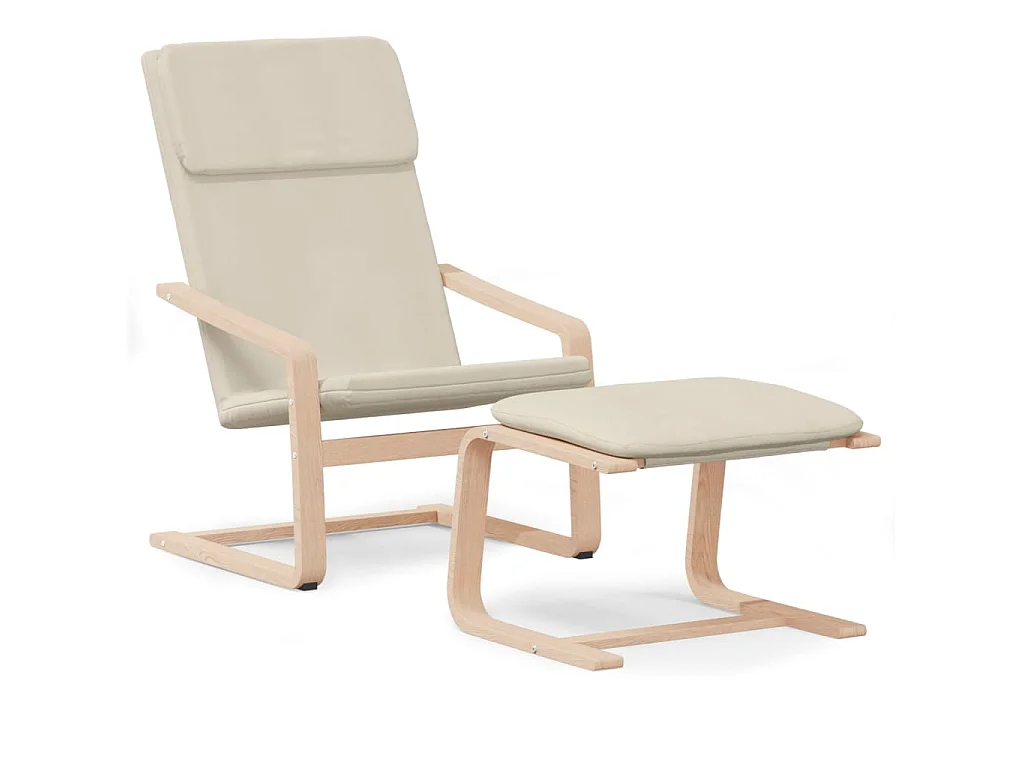 Relaxstoel met voetenbank stof crèmekleurig