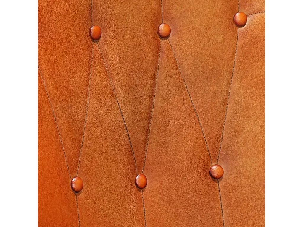 Chaise à oreilles avec repose-pied Brun roux Cuir véritable