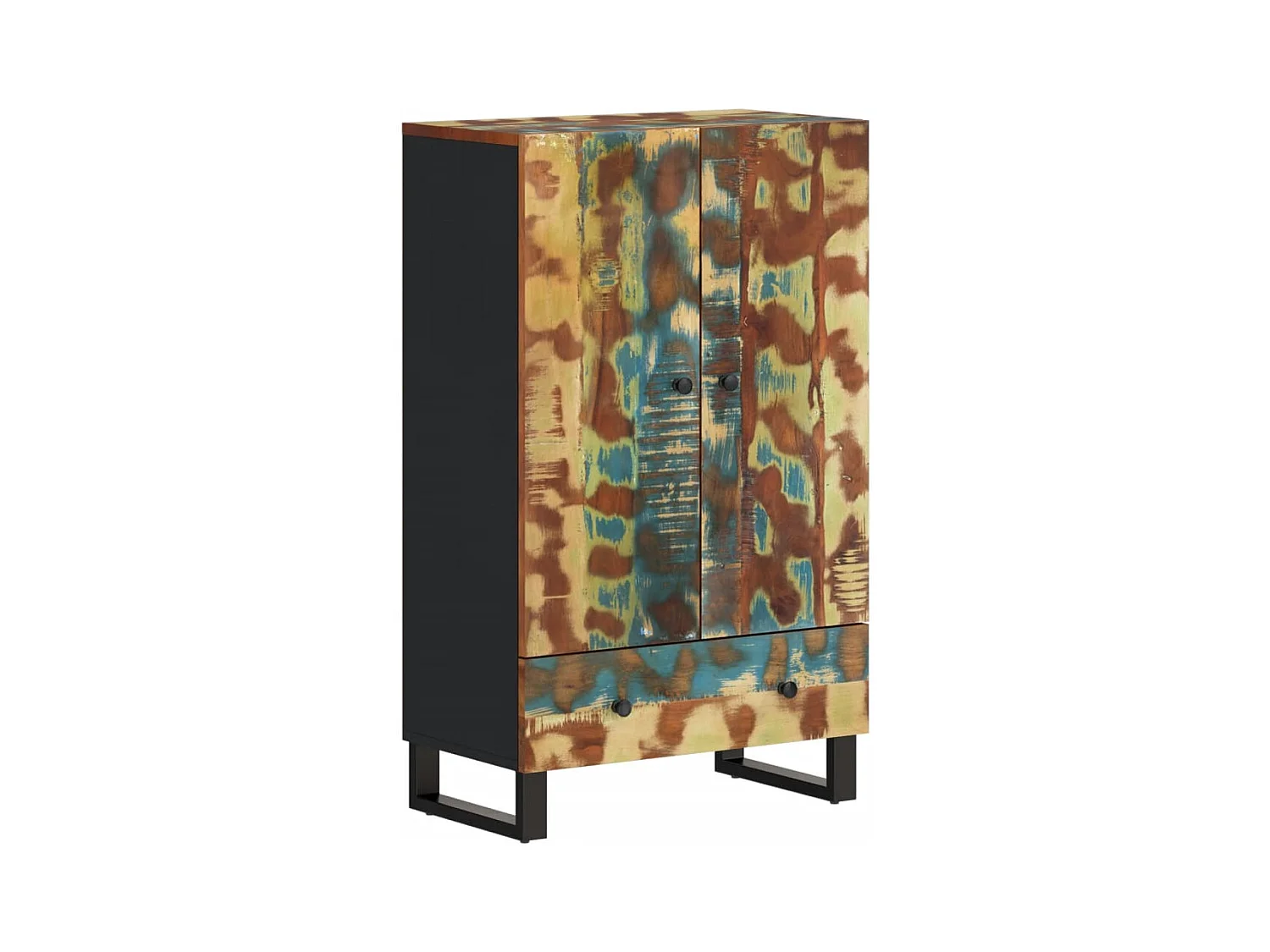 Aparador con cajón hierro y madera maciza reciclada 60x33x100cm