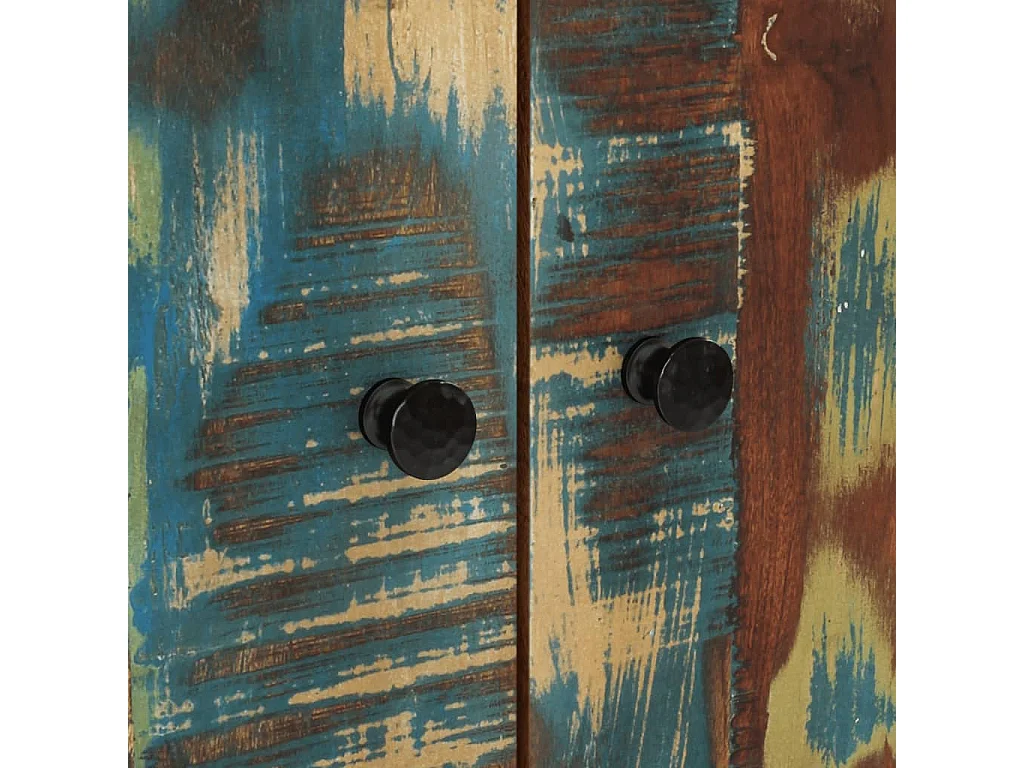 Buffet haut et tiroir 60x33x100 cm bois massif récupération/fer