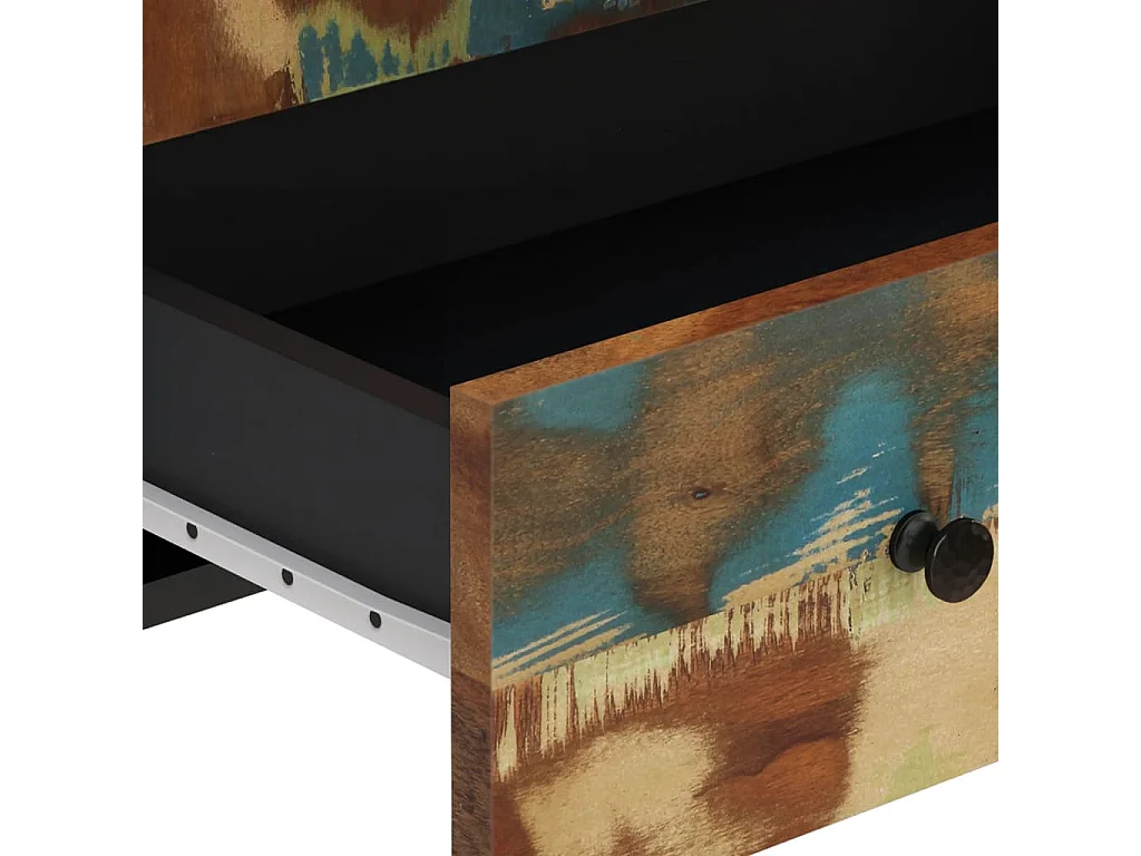 Buffet haut et tiroir 60x33x100 cm bois massif récupération/fer