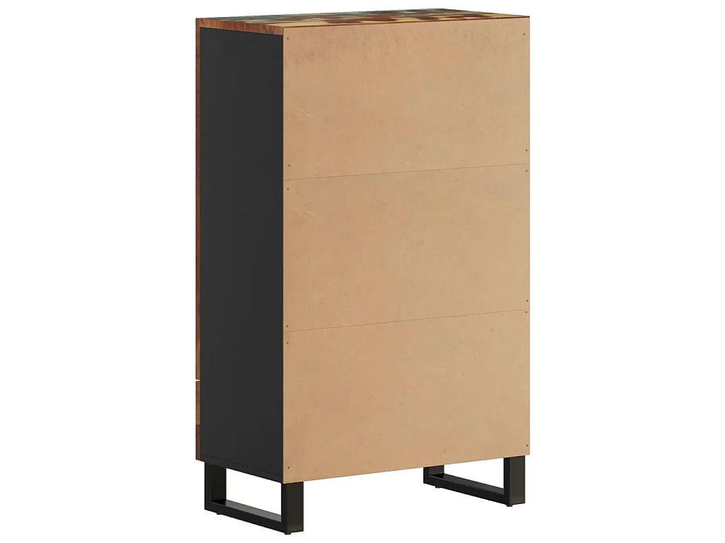 Buffet haut et tiroir 60x33x100 cm bois massif récupération/fer