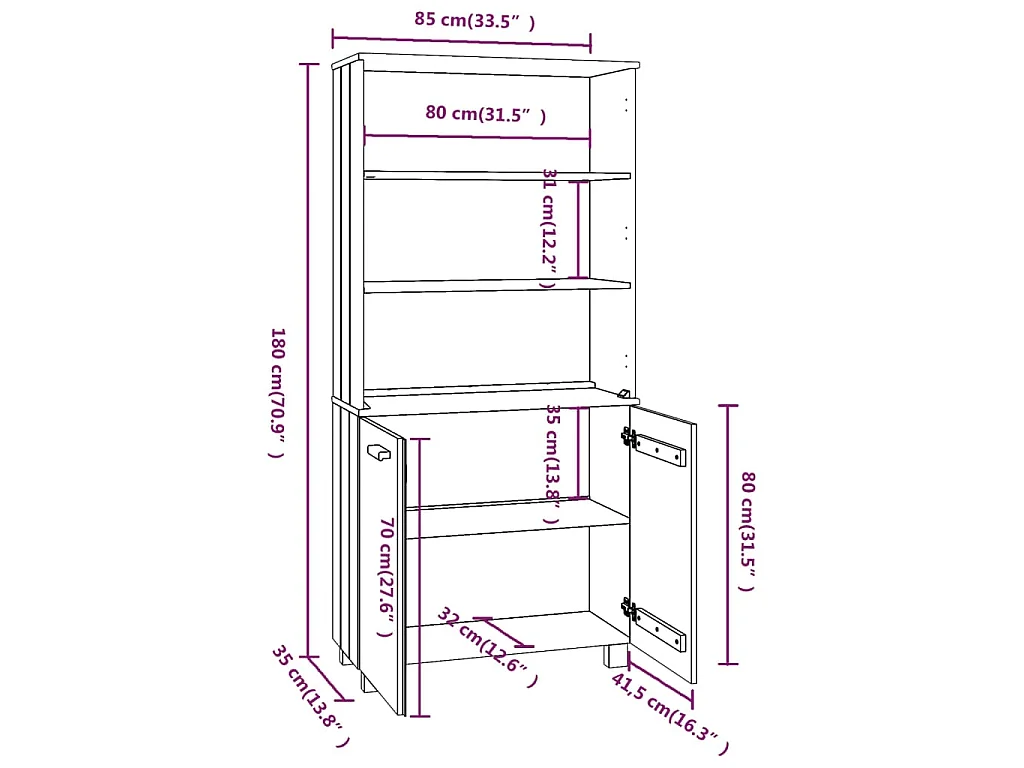 Buffet HAMAR Bois massif de pin Blanc