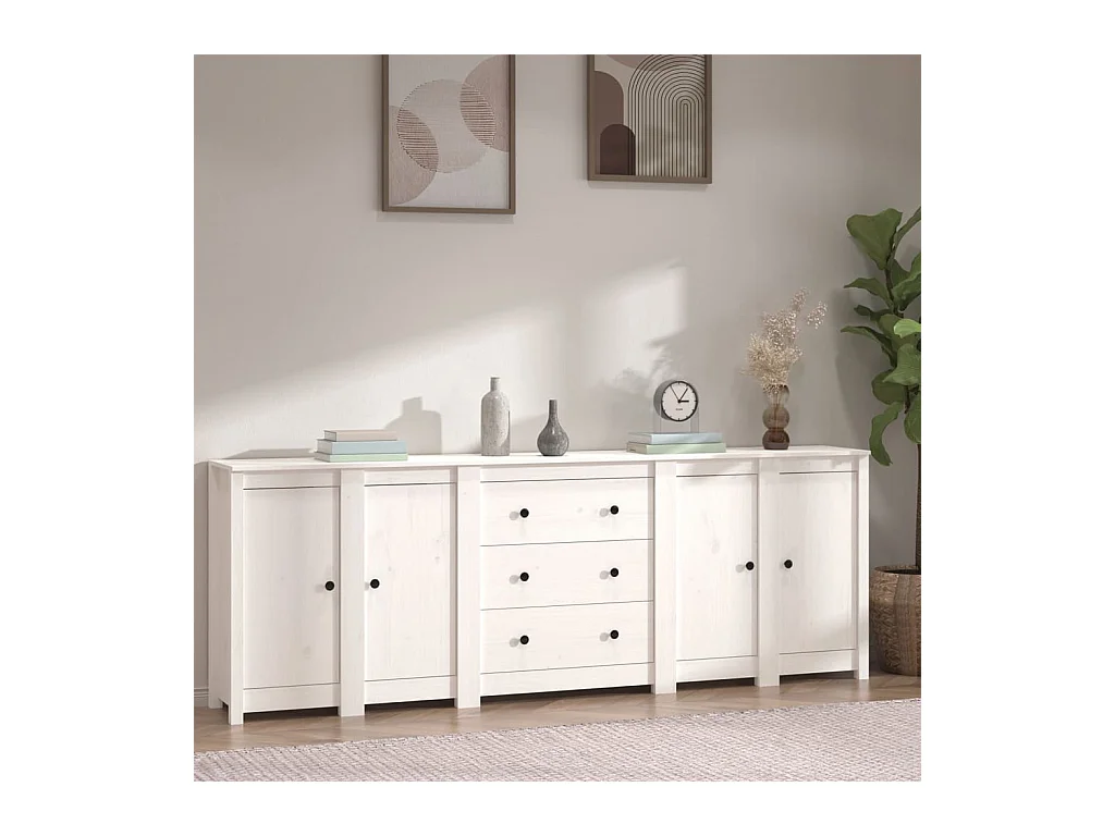 Aparador 230x35x80 cm madeira de pinho maciça branco