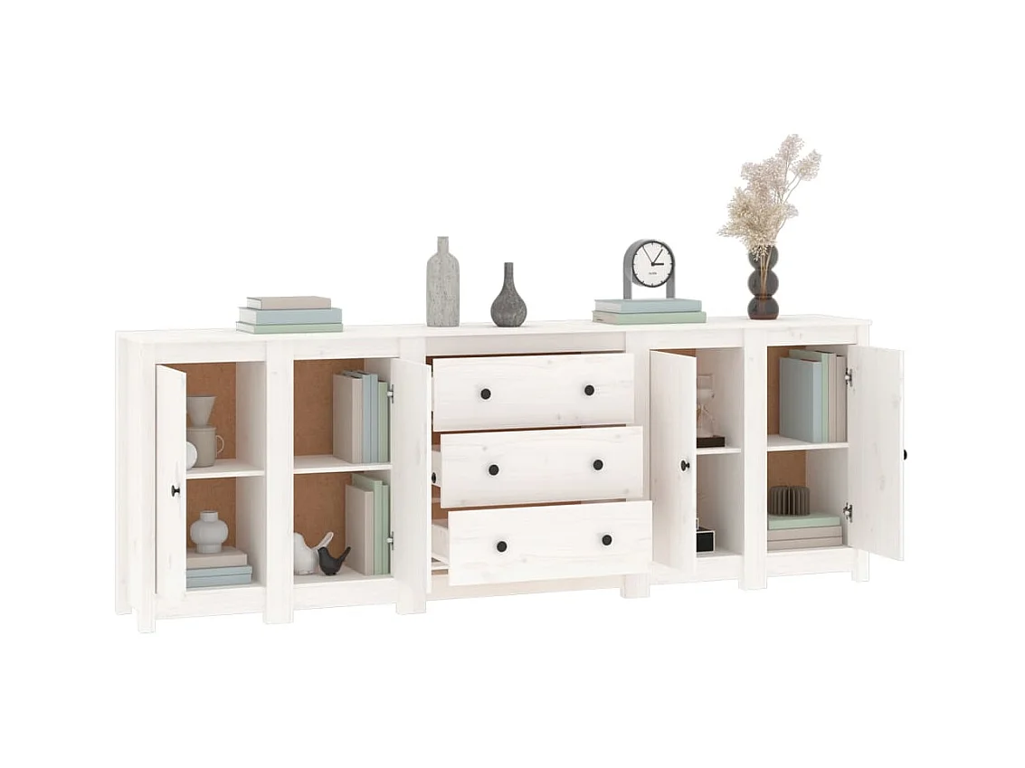 Aparador 230x35x80 cm madeira de pinho maciça branco