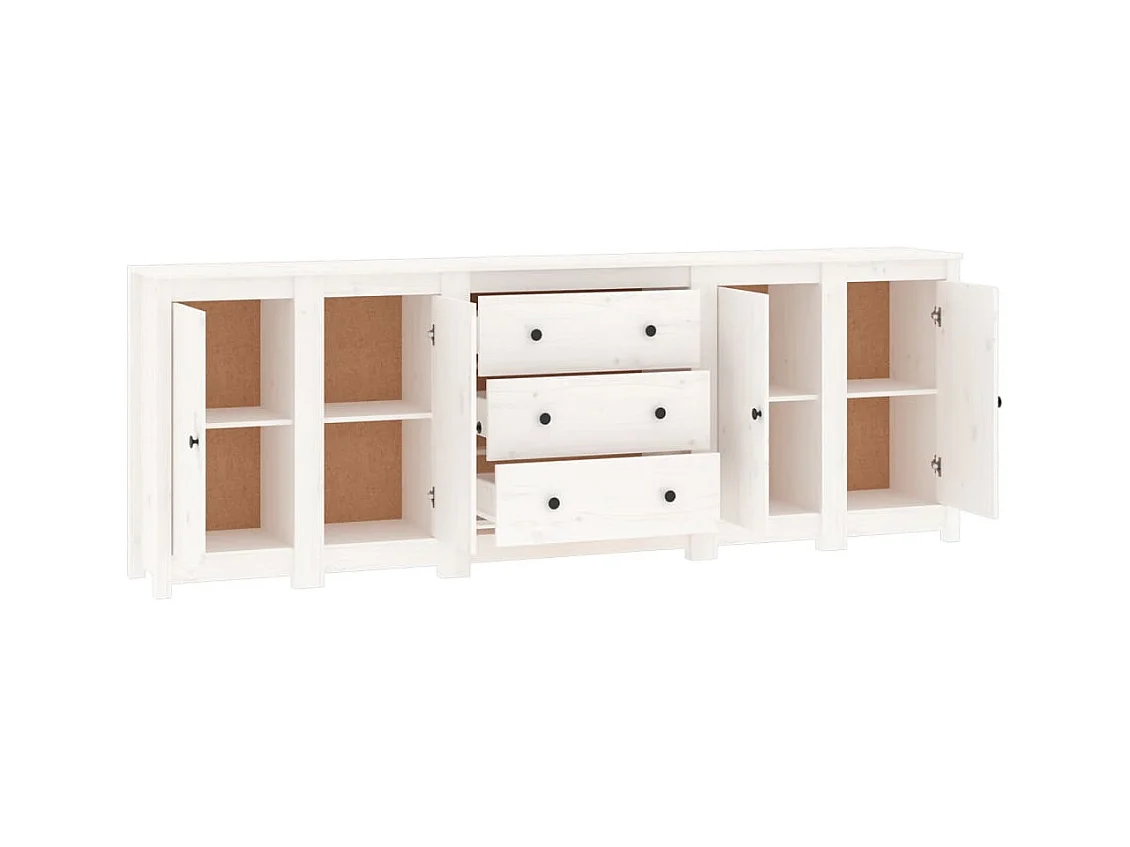 Aparador 230x35x80 cm madeira de pinho maciça branco