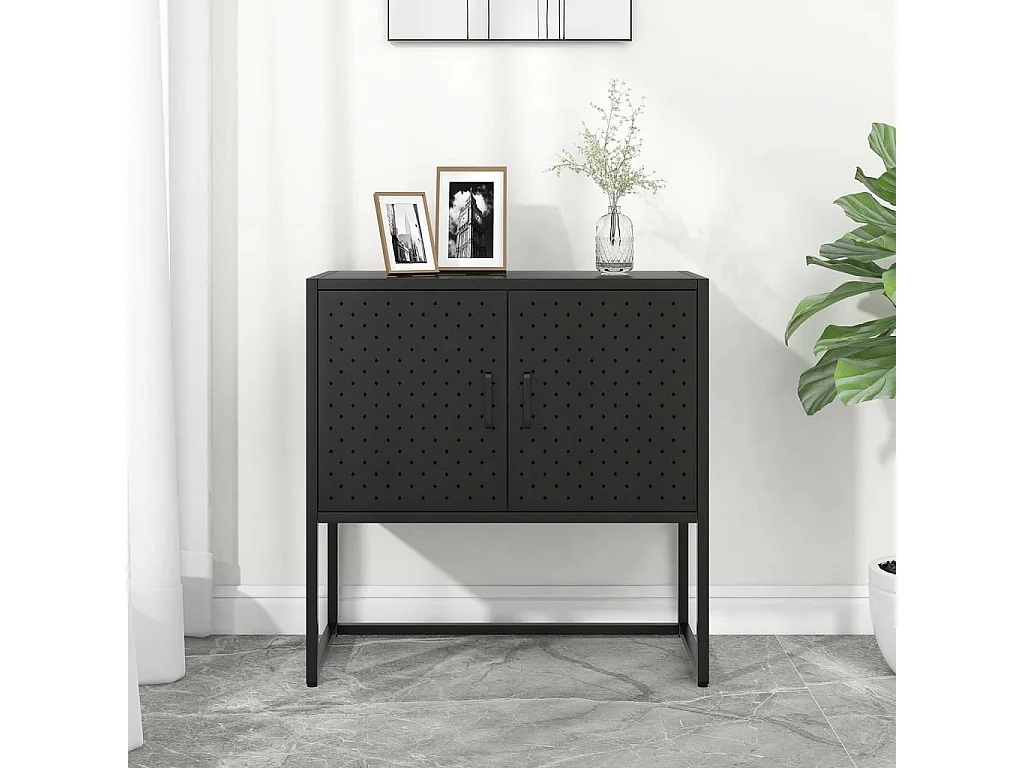 Credenza Nera 75x35x75 cm in Acciaio