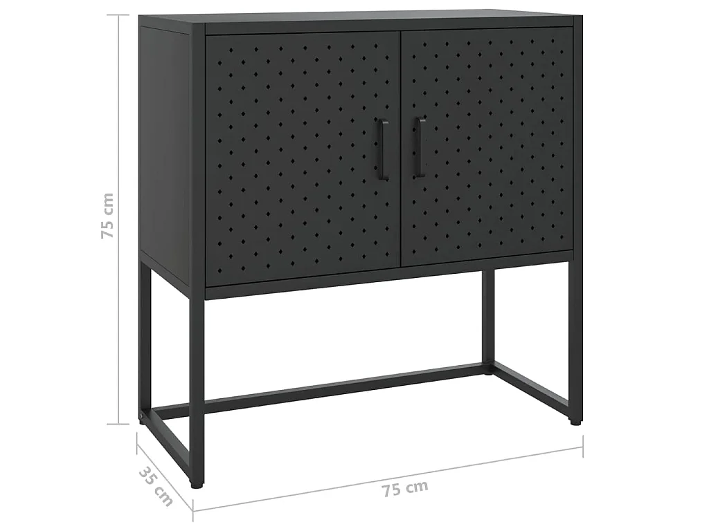 Credenza Nera 75x35x75 cm in Acciaio