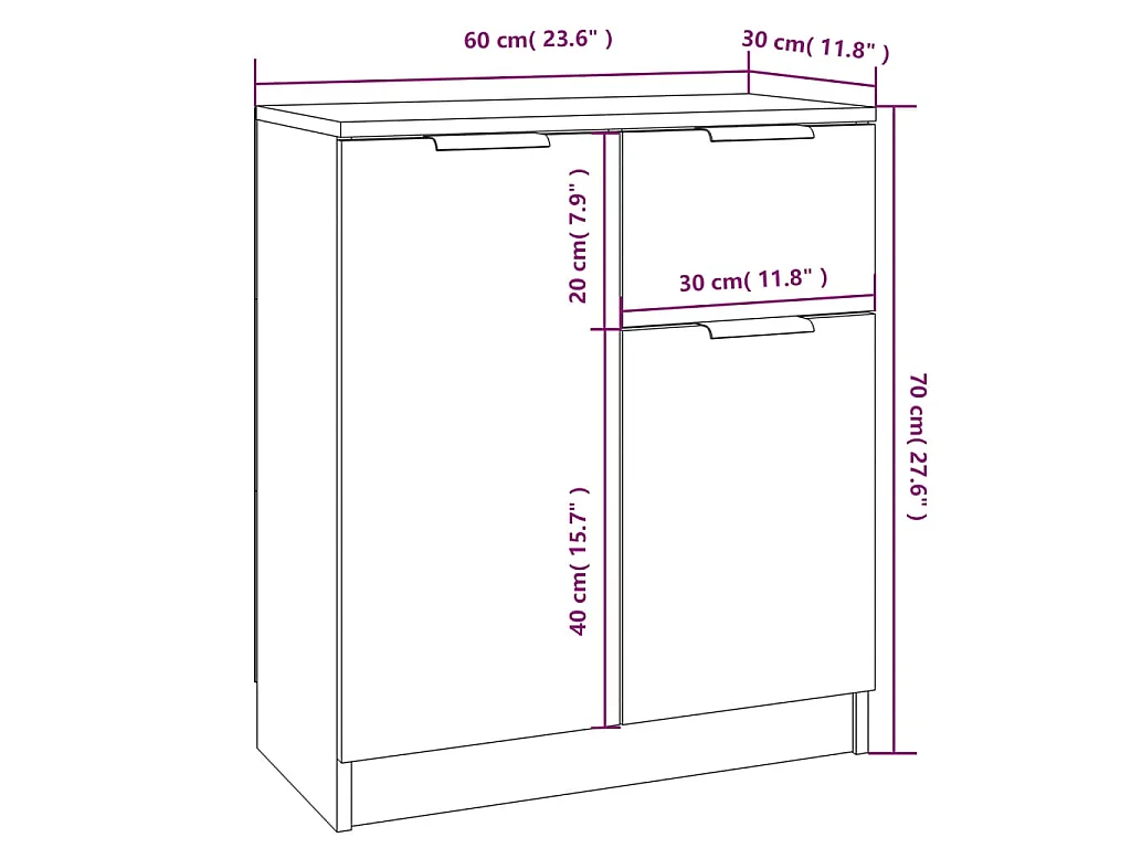 Credenza Rovere Fumo 60x30x70 cm in Legno tecnico
