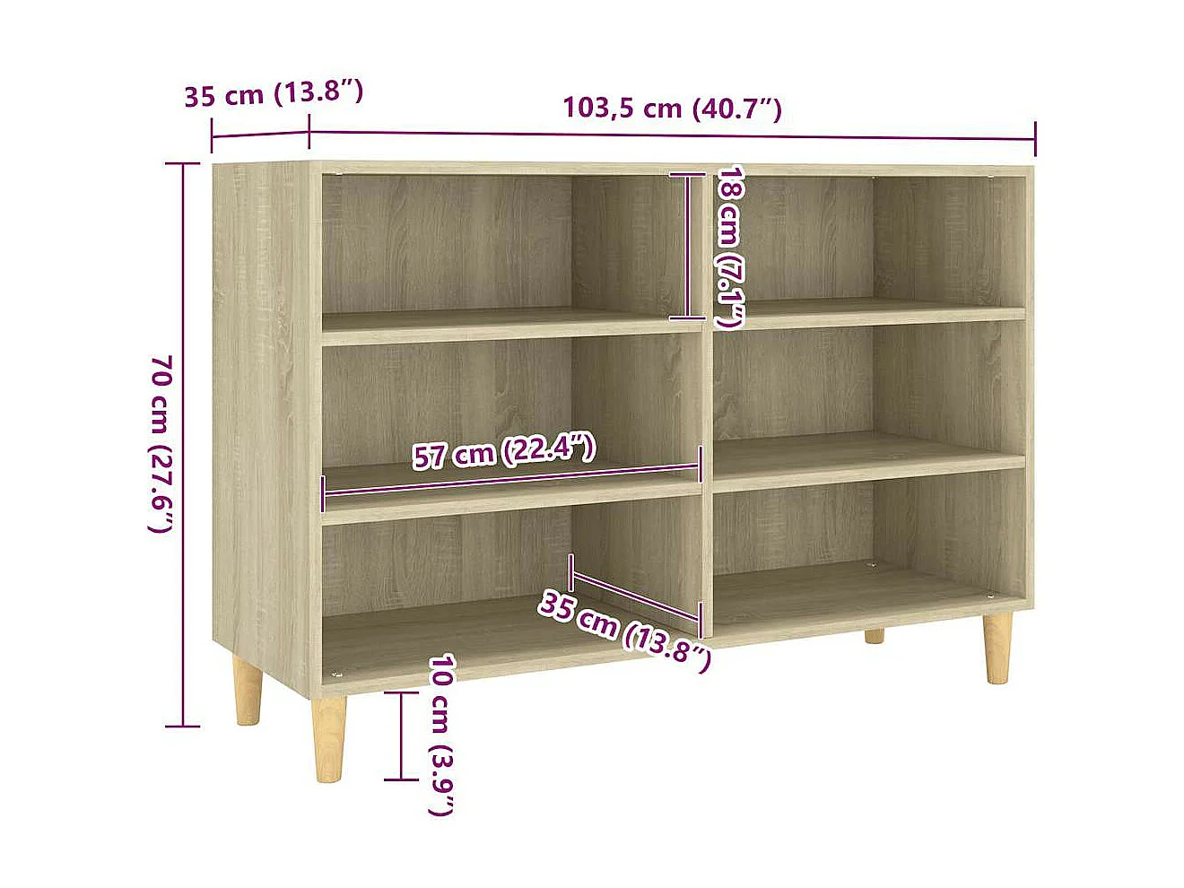 Aparador 103,5x35x70 cm derivados de madeira carvalho sonoma