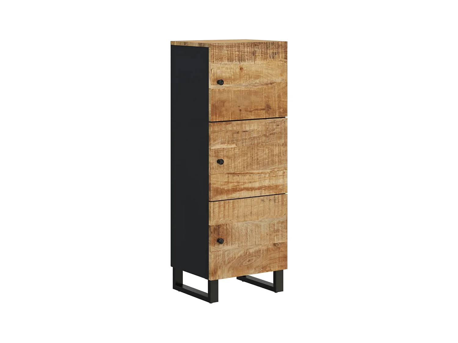 Buffet avec 3 portes 40x33x110 cm bois massif manguier et fer
