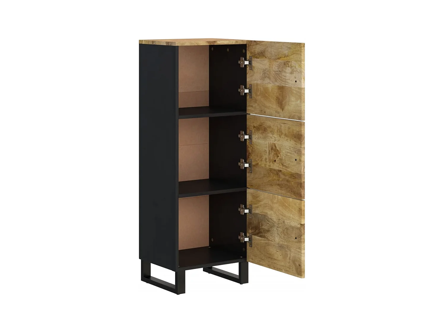 Buffet avec 3 portes 40x33x110 cm bois massif manguier et fer