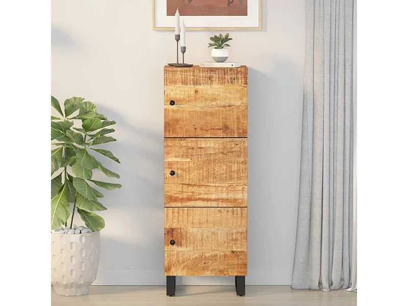 Highboard mit 3 Türen 40x33x110 cm Massivholz Mango & Eisen
